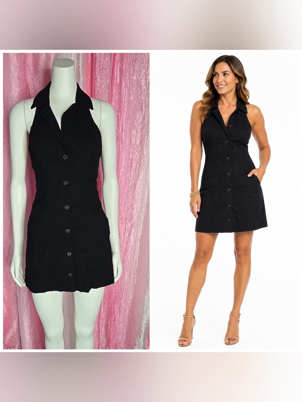 Maeve by Anthropologie Black Linen Blend Collared Mini Dress Size XS NWT